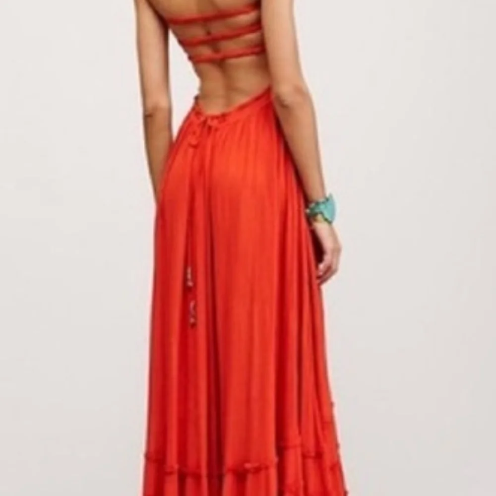 Free People Extratropical Vibrant Red Backless Dress - Picture 2 of 6